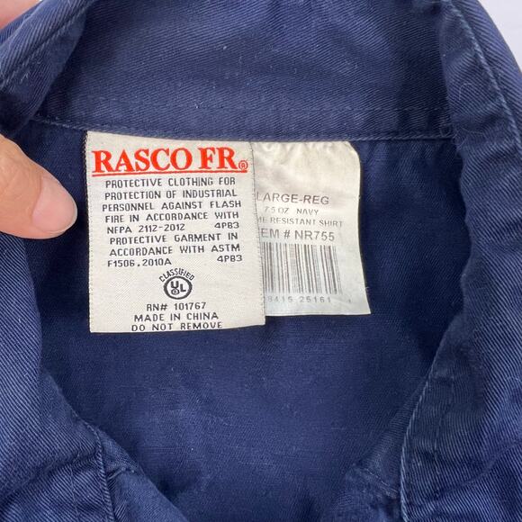 Rasco L FR Fire Resistant Light Snap Up Navy Men's Utility Work Wear NR755 CAT2 - Picture 9 of 14